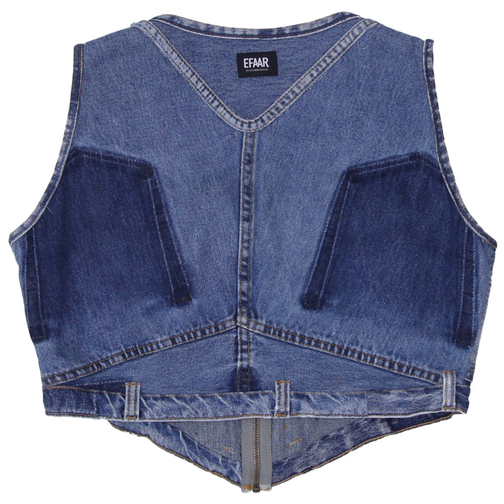 Ladies Denim Full Zip Crop Vest