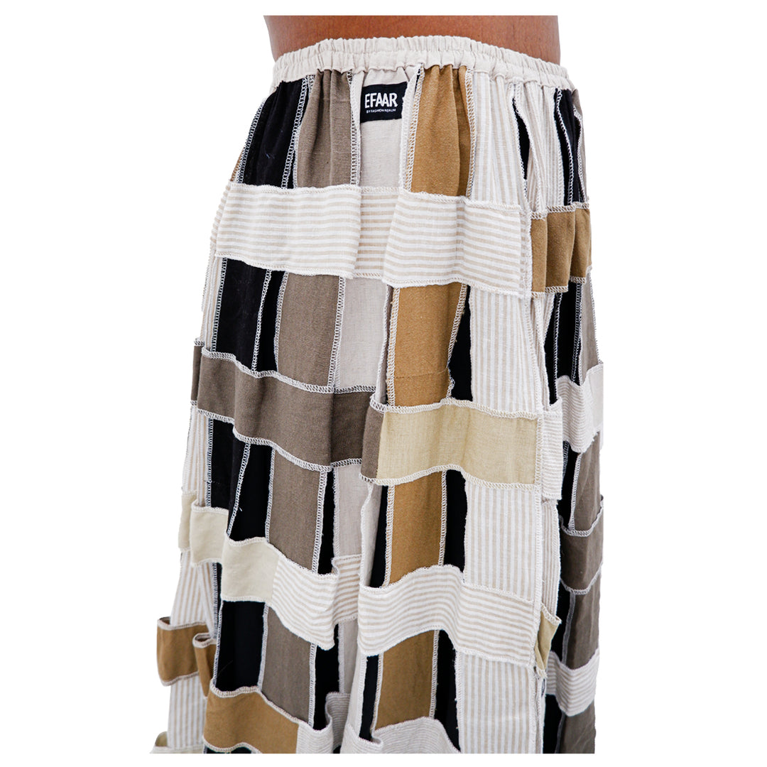 Strip Patched Maxi Skirt