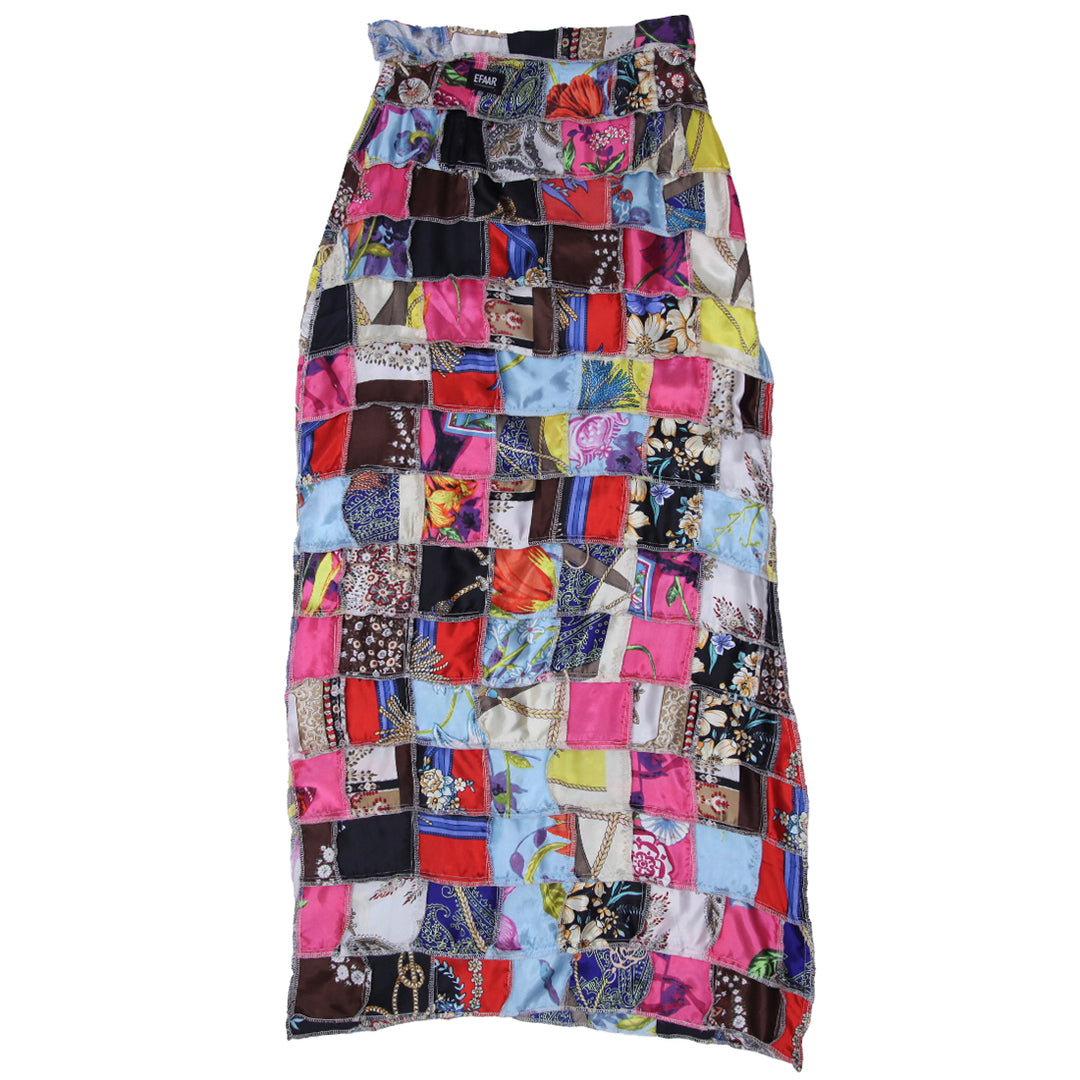 Ladies Silk Scarf Patched Maxi Skirt