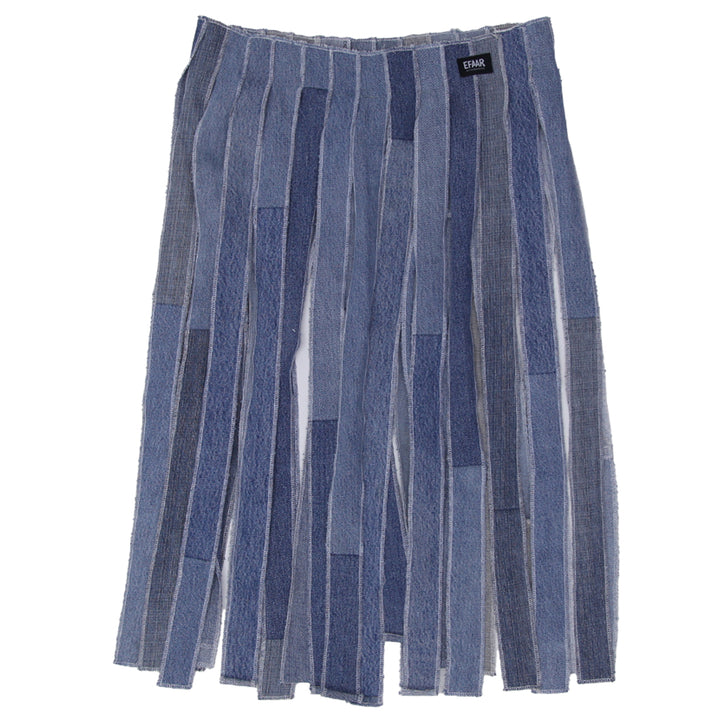 Denim Strip Midi Skirt