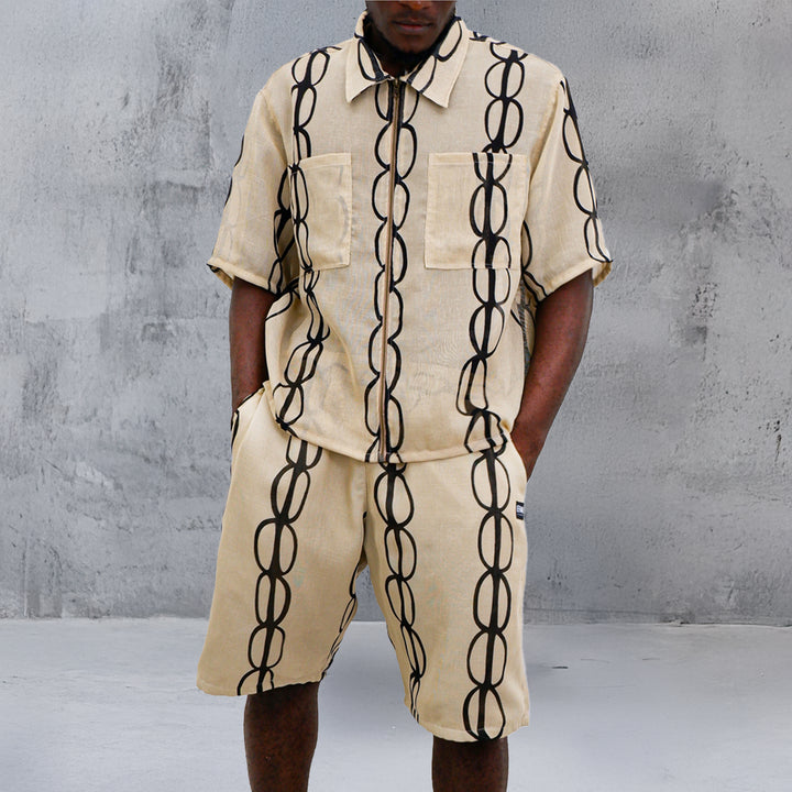 Mens Chain Print Mesh Co-Ords