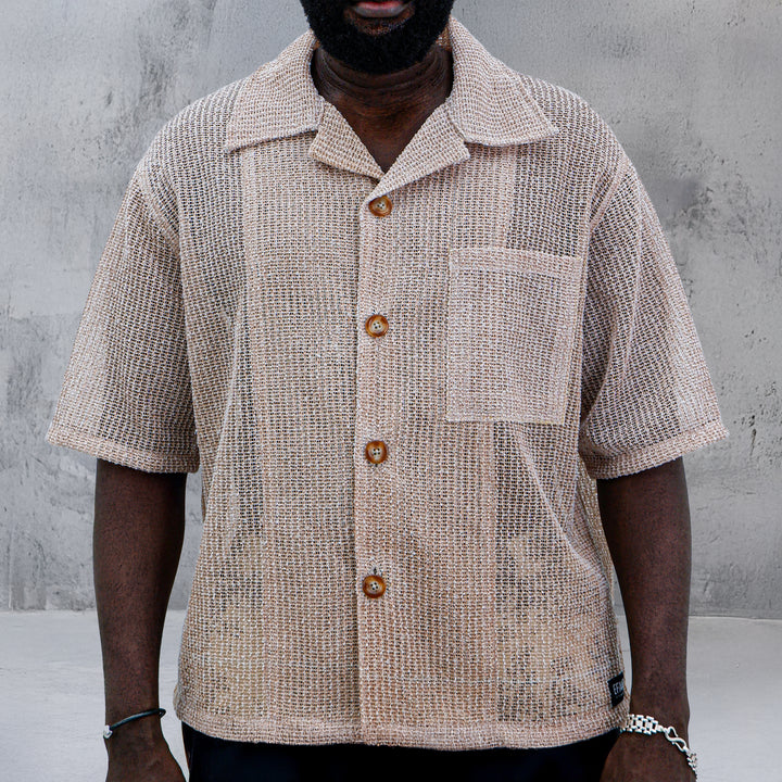 Mens Mesh Button Down Short Sleeve