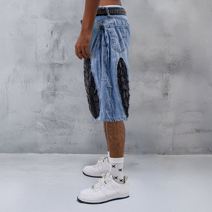 Simple Patched Denim Jorts Unisex