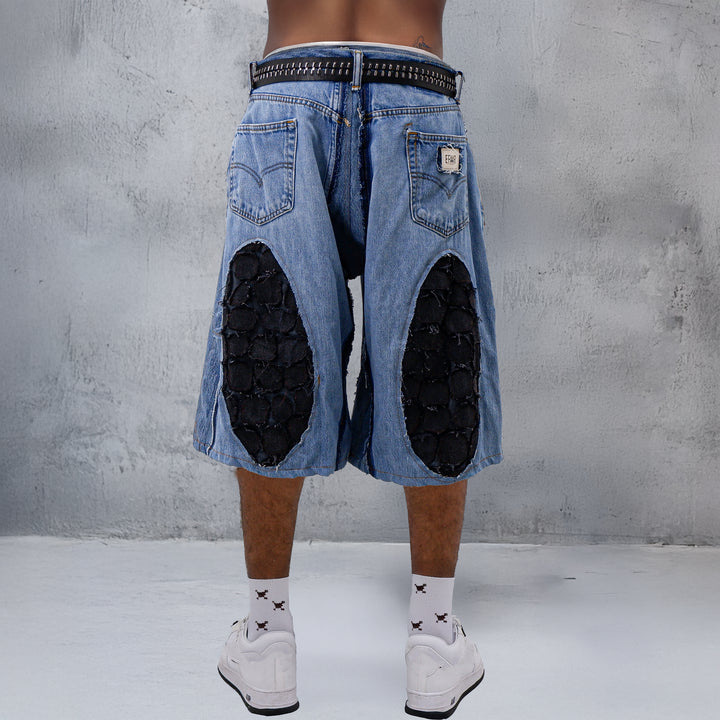 Simple Patched Denim Jorts Unisex