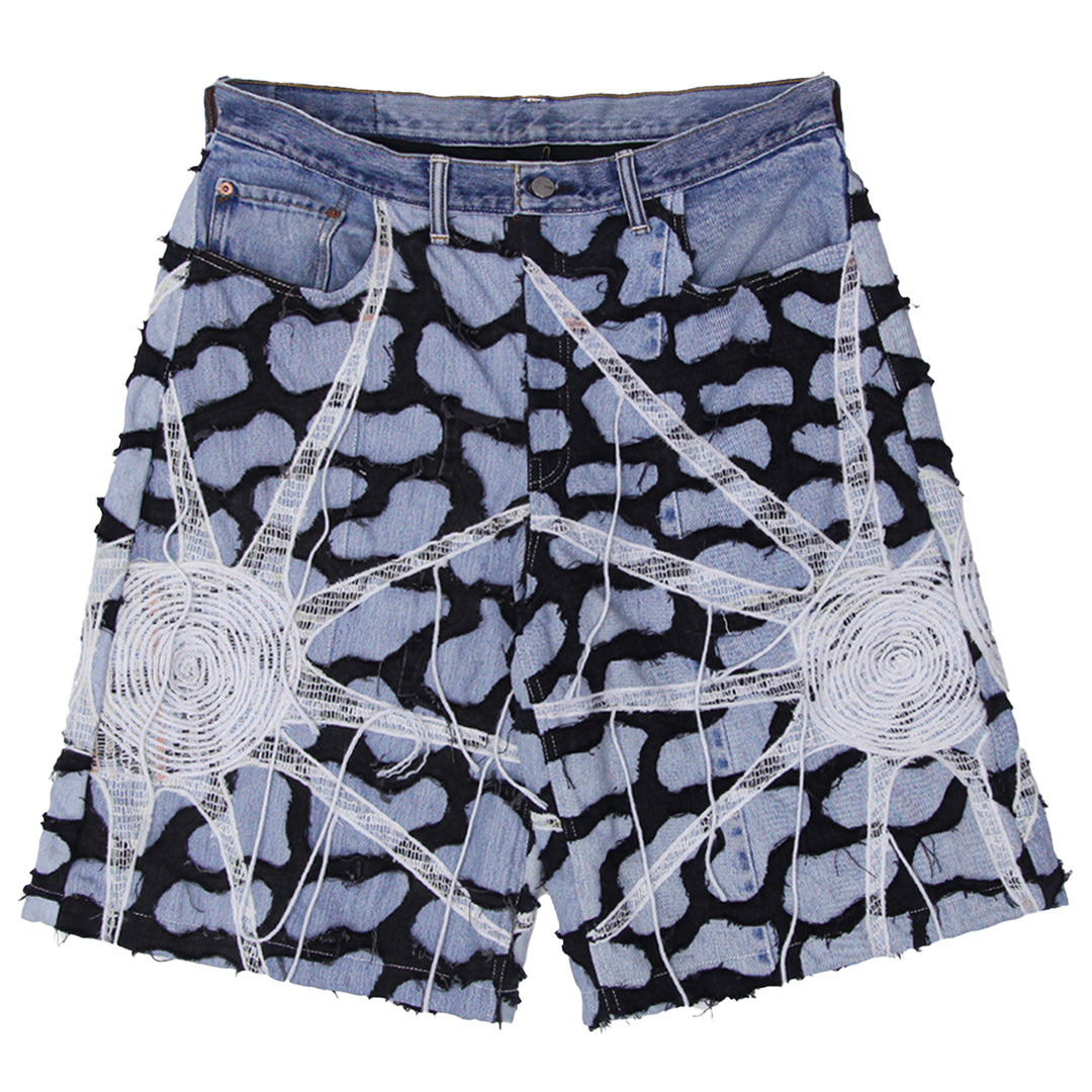 Spiral Spider Web Details Unisex Jorts