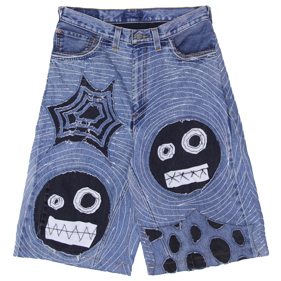 Devil Tattoo Detailed Patched Jorts Unisex