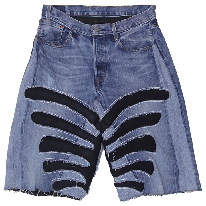 Puffed Ribs Detailed Denim Jorts Unisex