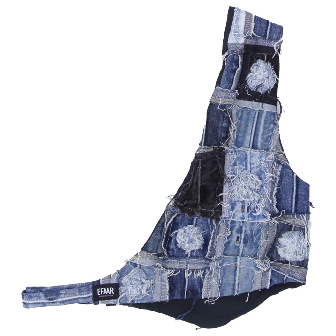 Mens Square Denim Patched Cross Body Vest