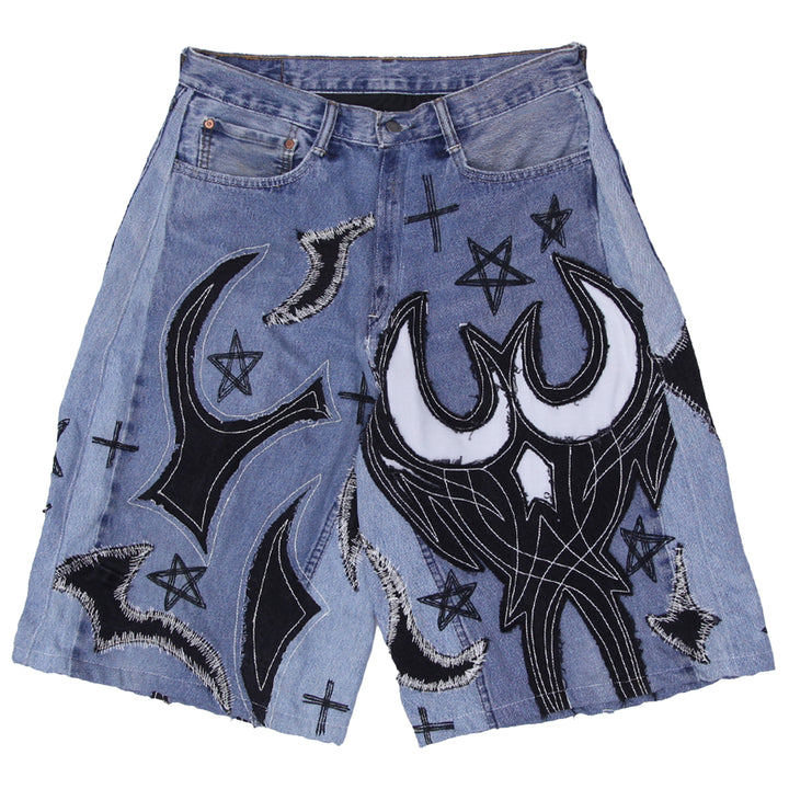 Gothic Inspired Denim Jorts Unisex