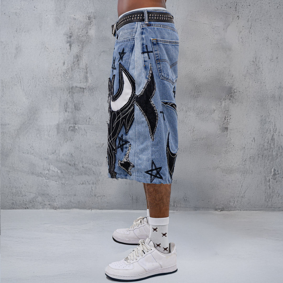 Gothic Inspired Denim Jorts Unisex