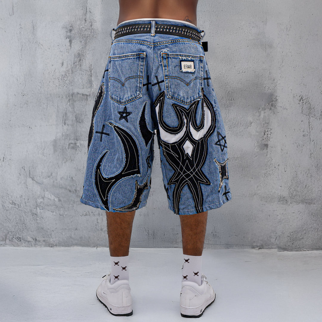 Gothic Inspired Denim Jorts Unisex