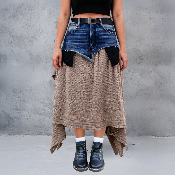 Ladies Denim Hanky Ruffled Skirt