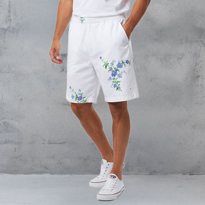 Mens Embroidered Flower Full Zip Pocket Co-Ords