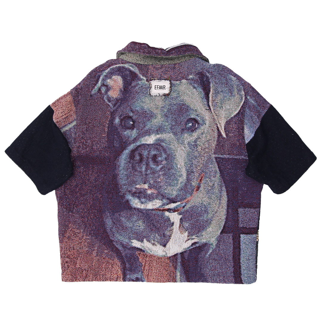 Upcycled Dog Tapestry Zip Shirt Reworked Short Sleeve One Of A Kind Efaar