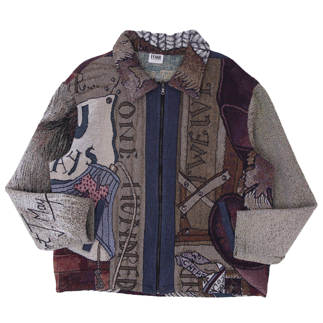 Upcycled Teddy Bear Tapestry Zip Jacket Reworked One Of A Kind Efaar