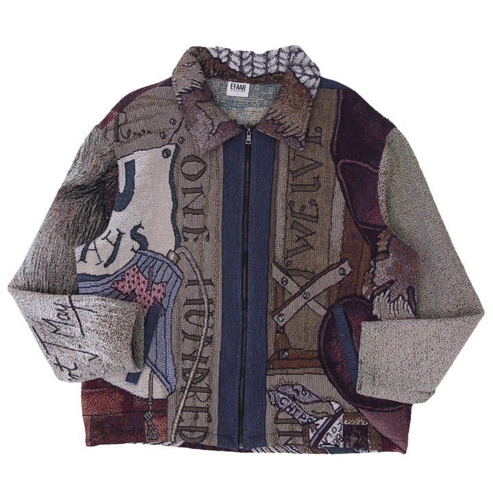 Upcycled Teddy Bear Tapestry Zip Jacket Reworked One Of A Kind Efaar