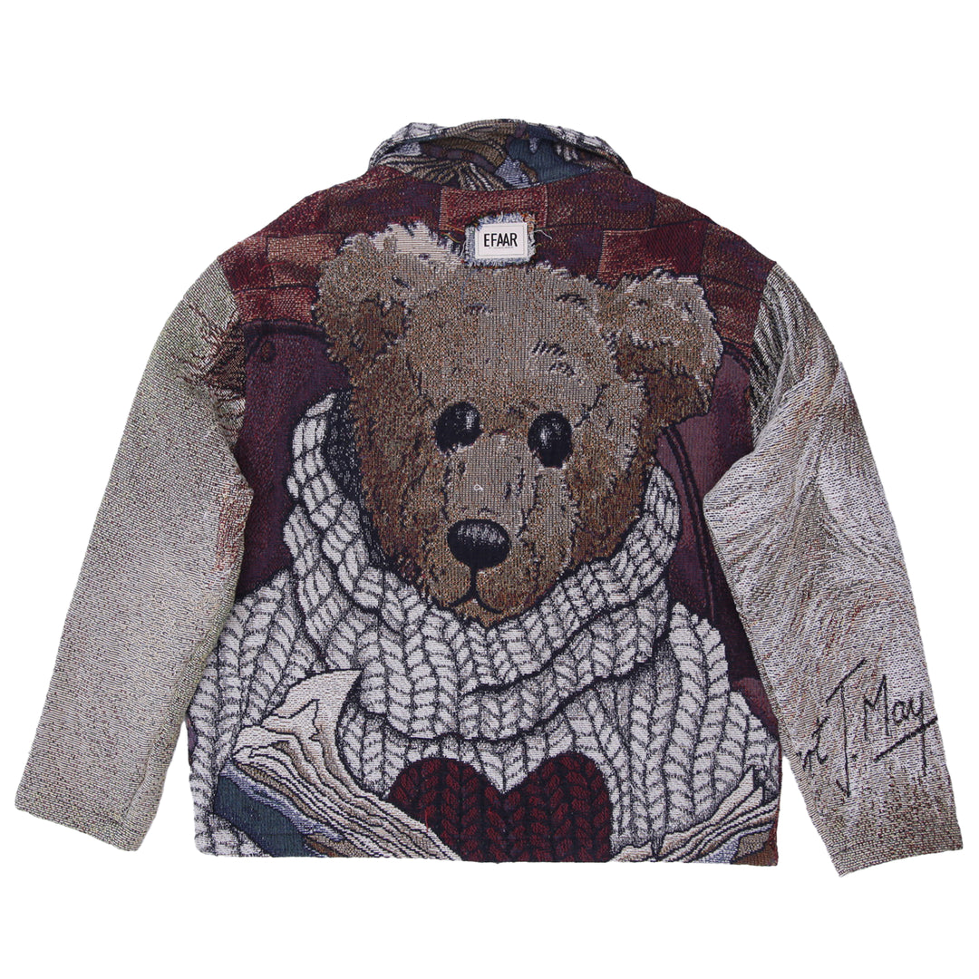 Upcycled Teddy Bear Tapestry Zip Jacket Reworked One Of A Kind Efaar