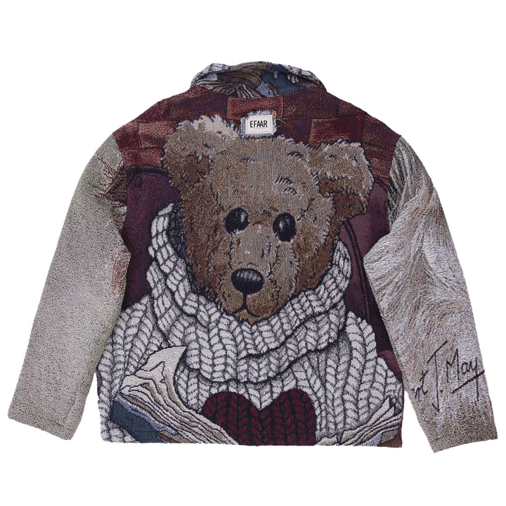 Upcycled Teddy Bear Tapestry Zip Jacket Reworked One Of A Kind Efaar