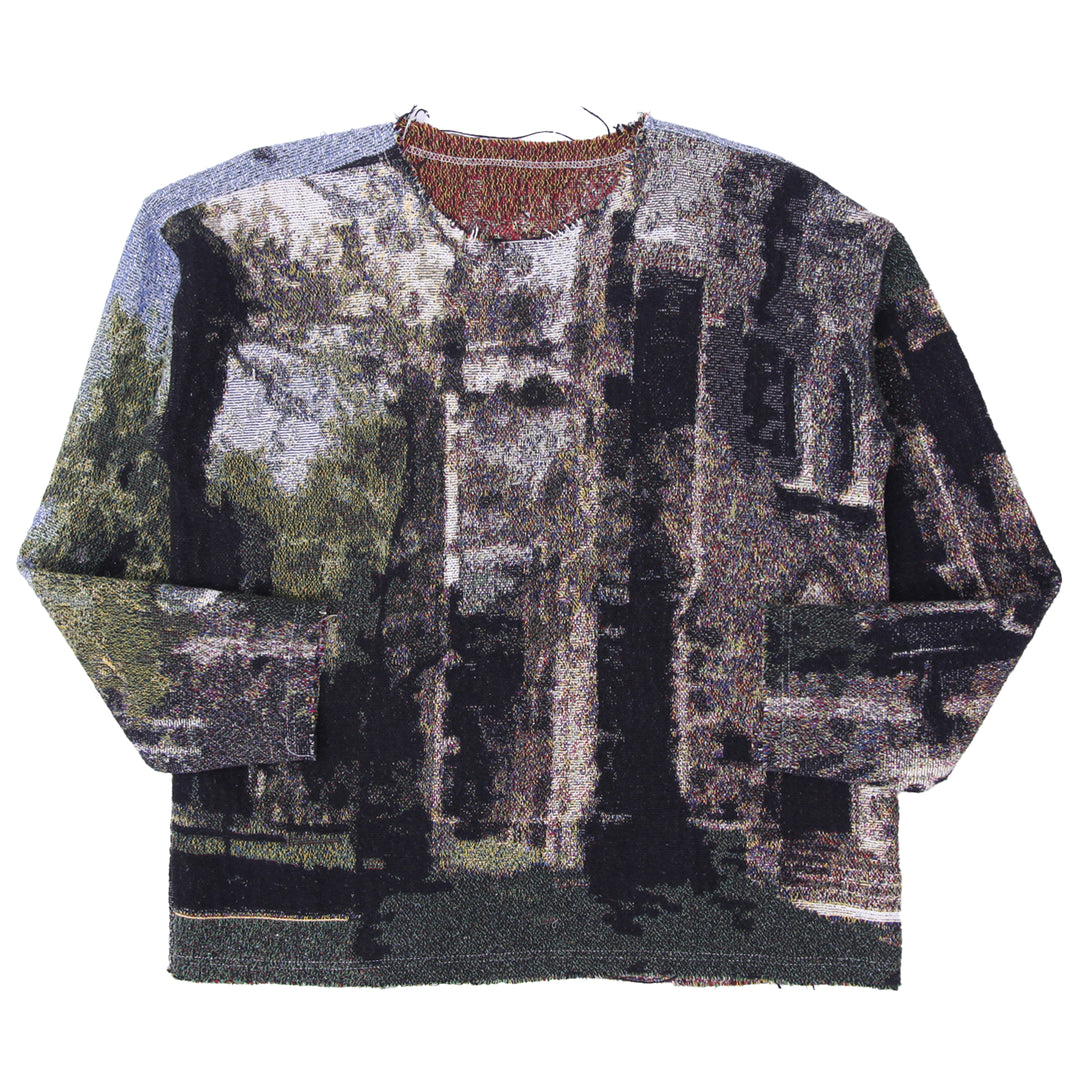 Printed/Woven Landscape Design Tapestry Jumper