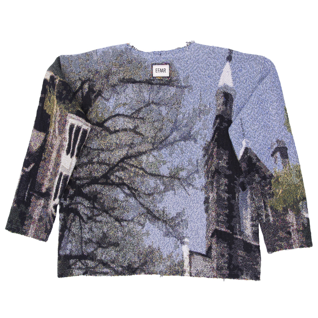 Printed/Woven Landscape Design Tapestry Jumper