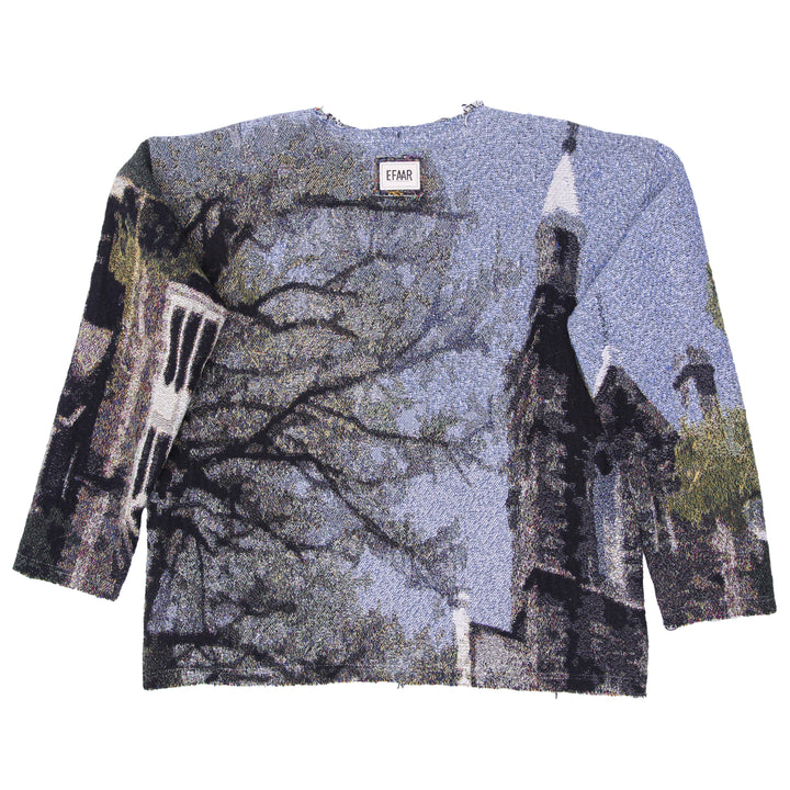 Printed/Woven Landscape Design Tapestry Jumper