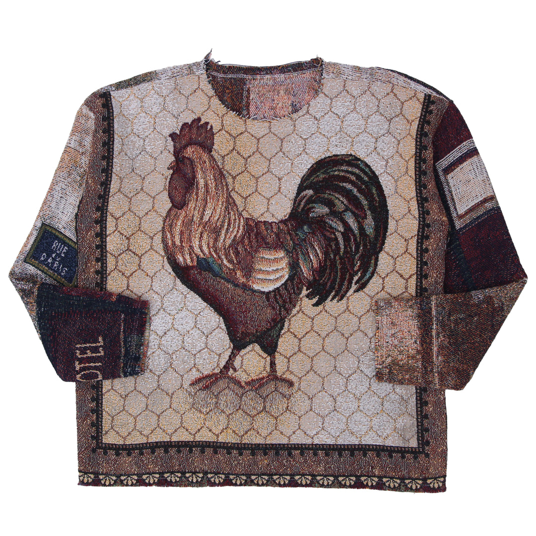 Rooster Print Tapestry Jumper Sweater