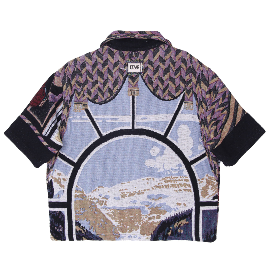 Upcycled Western Tapestry Zip Shirt Reworked Short Sleeve One Of A Kind Efaar