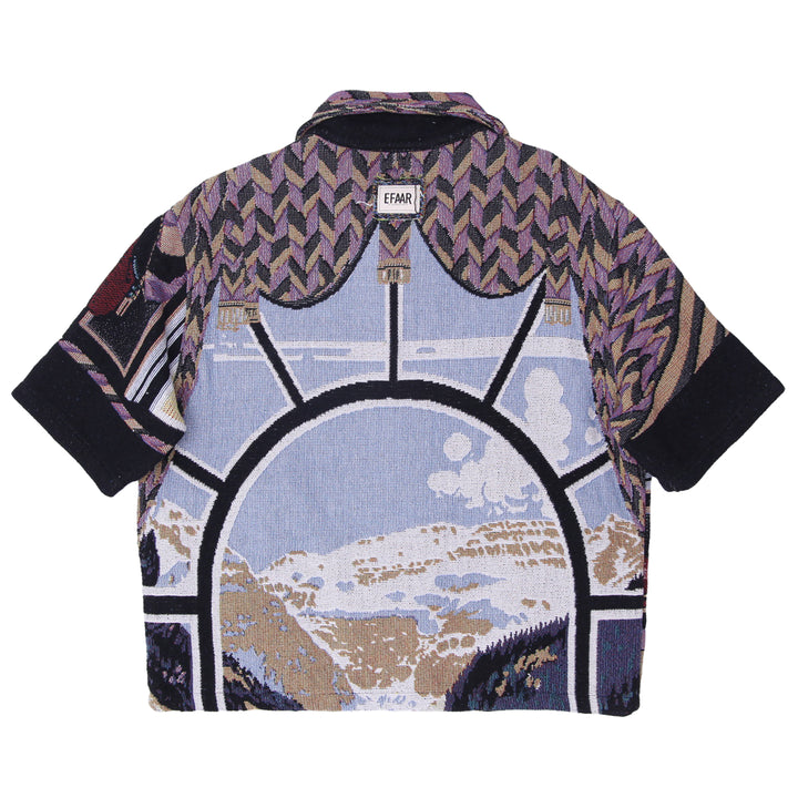 Upcycled Western Tapestry Zip Shirt Reworked Short Sleeve One Of A Kind Efaar