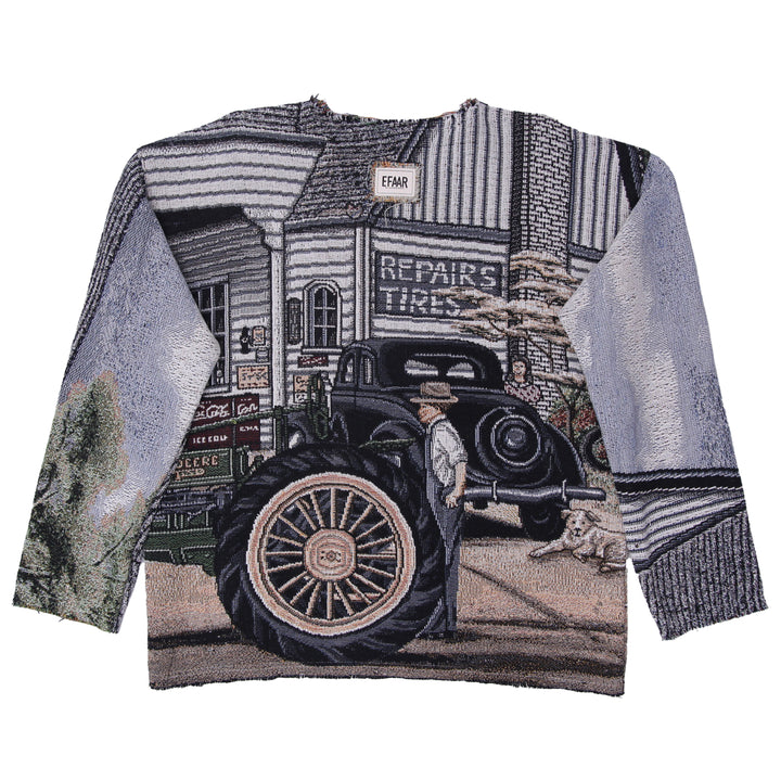 Upcycled Vintage Car Tapestry Jumper Reworked One Of A Kind Efaar