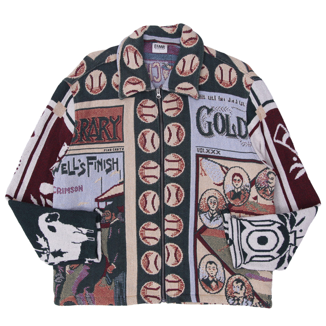 Unisex EFAAR Baseball Motifs Zip Up Jacket