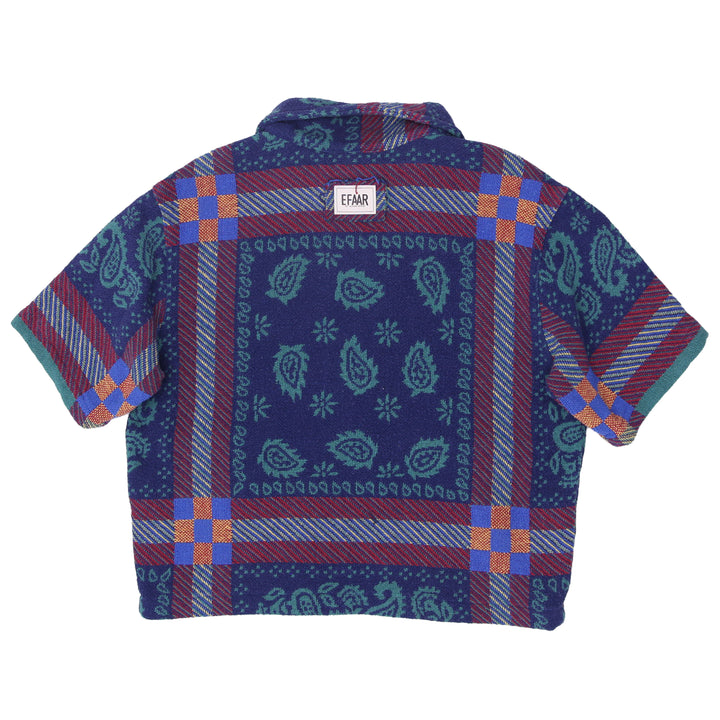 EFAAR Short Sleeve Jacket Bold Paisley Pattern Full Zip Front