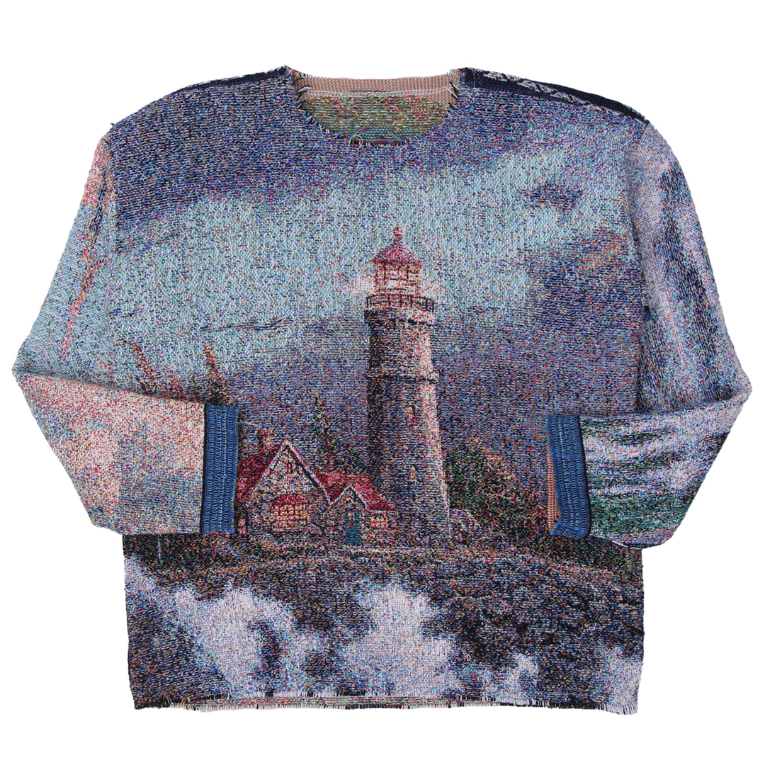 EFAAR Tapestry Detailed Lighthouse Scenic Design Jumper Sweater