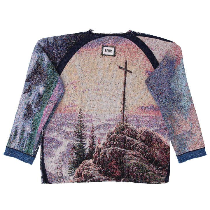 EFAAR Tapestry Detailed Lighthouse Scenic Design Jumper Sweater