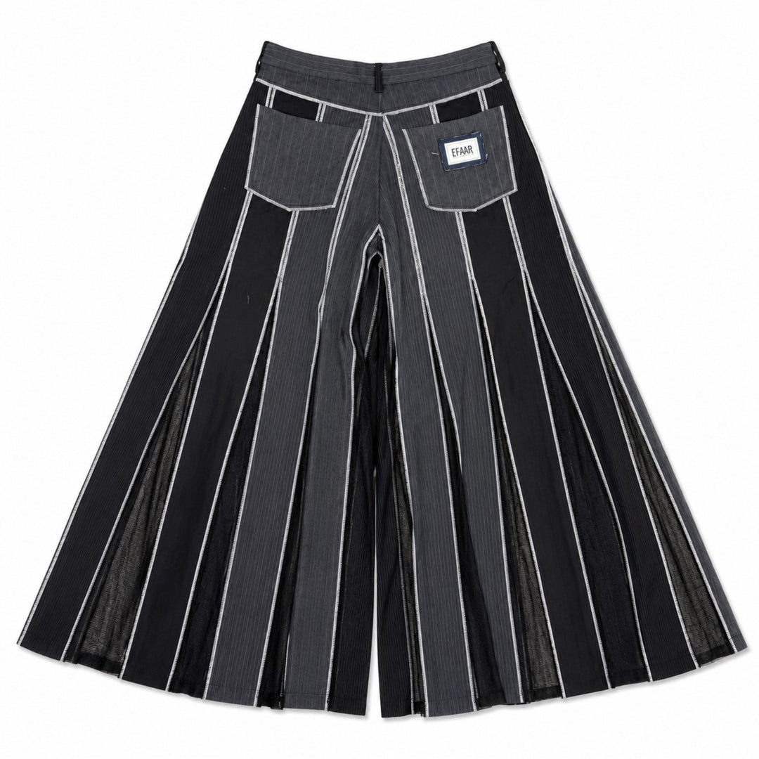 EFAAR Striped Godet Pants