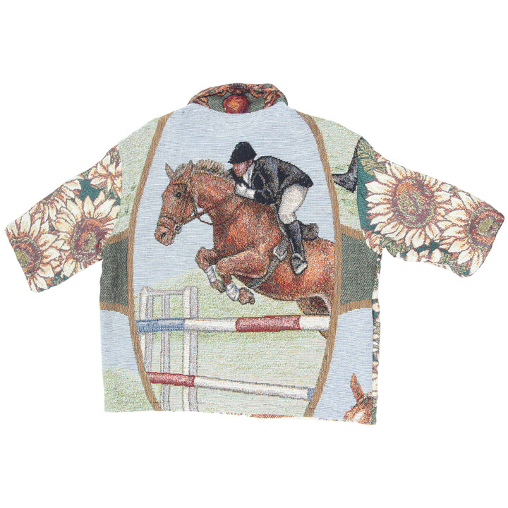 Sunflower Equestrian Tapestry Half Sleeve Shirt Jacket