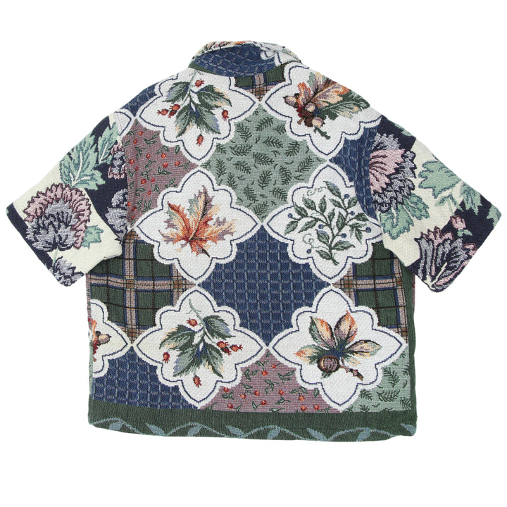 Floral Tapestry Half Sleeve Shirt Jacket